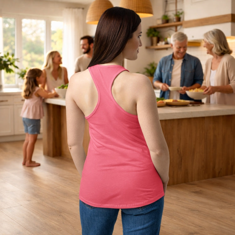 Women’s fitted racerback tank top - homeschool MAMA flowers