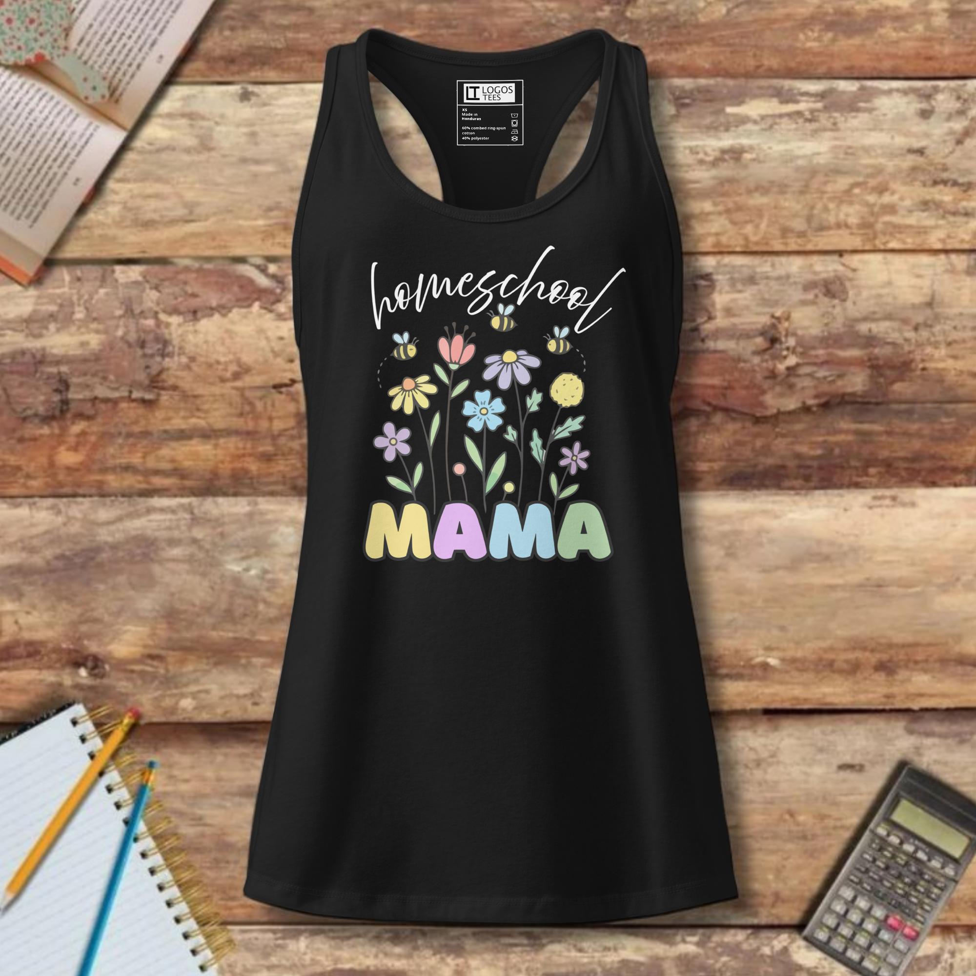 Women’s fitted racerback tank top - homeschool MAMA flowers