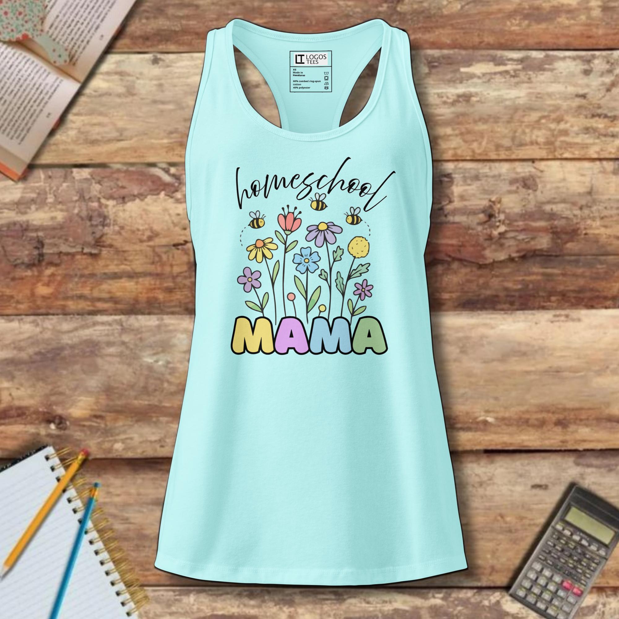 Women’s fitted racerback tank top - homeschool MAMA flowers