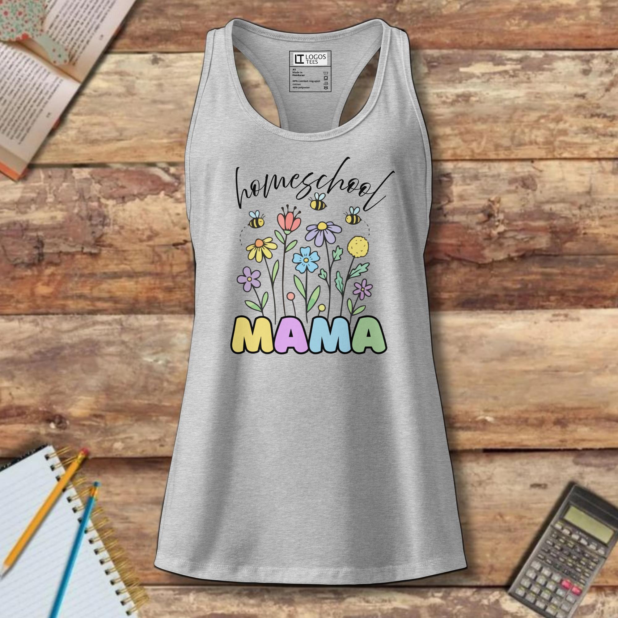 Women’s fitted racerback tank top - homeschool MAMA flowers