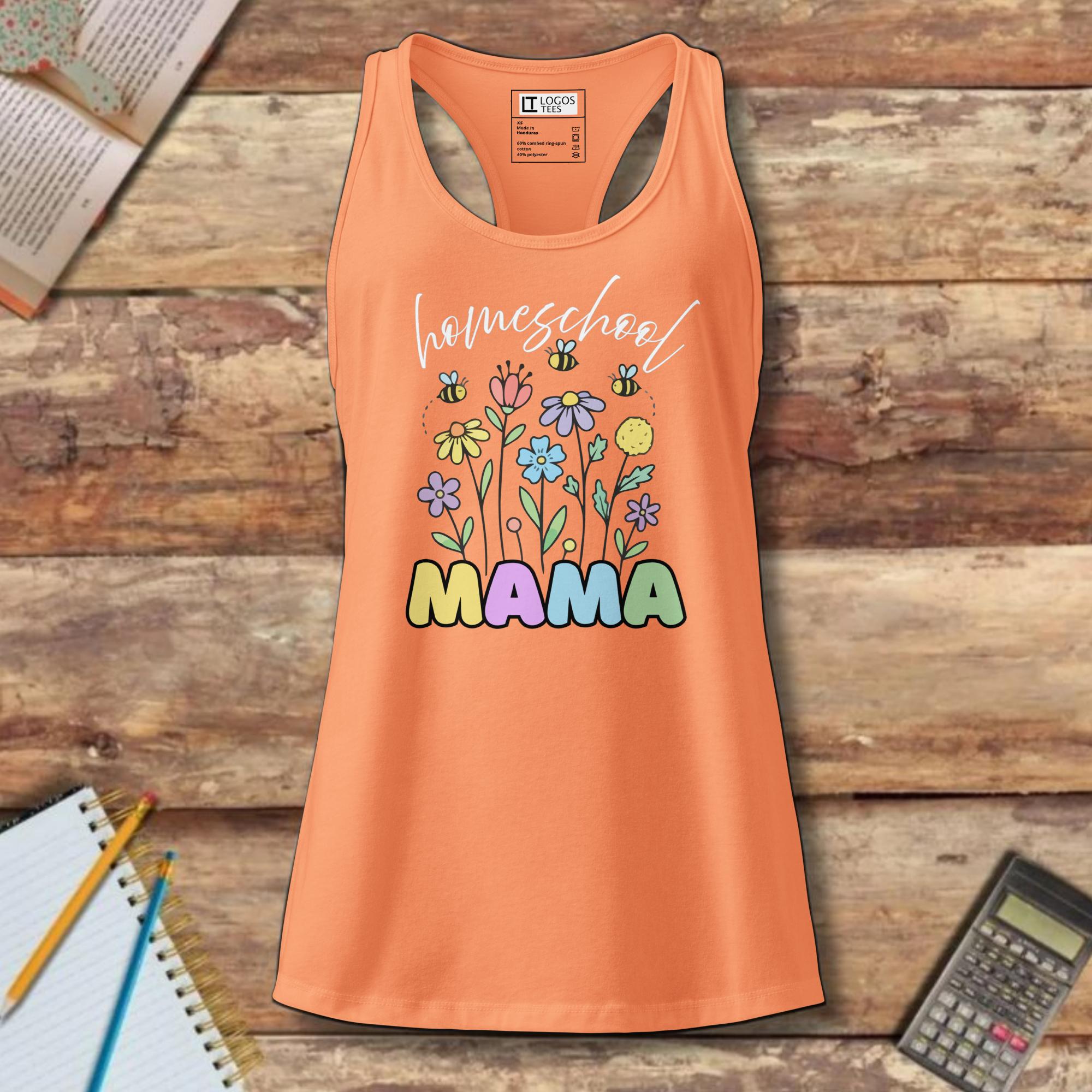 Women’s fitted racerback tank top - homeschool MAMA flowers