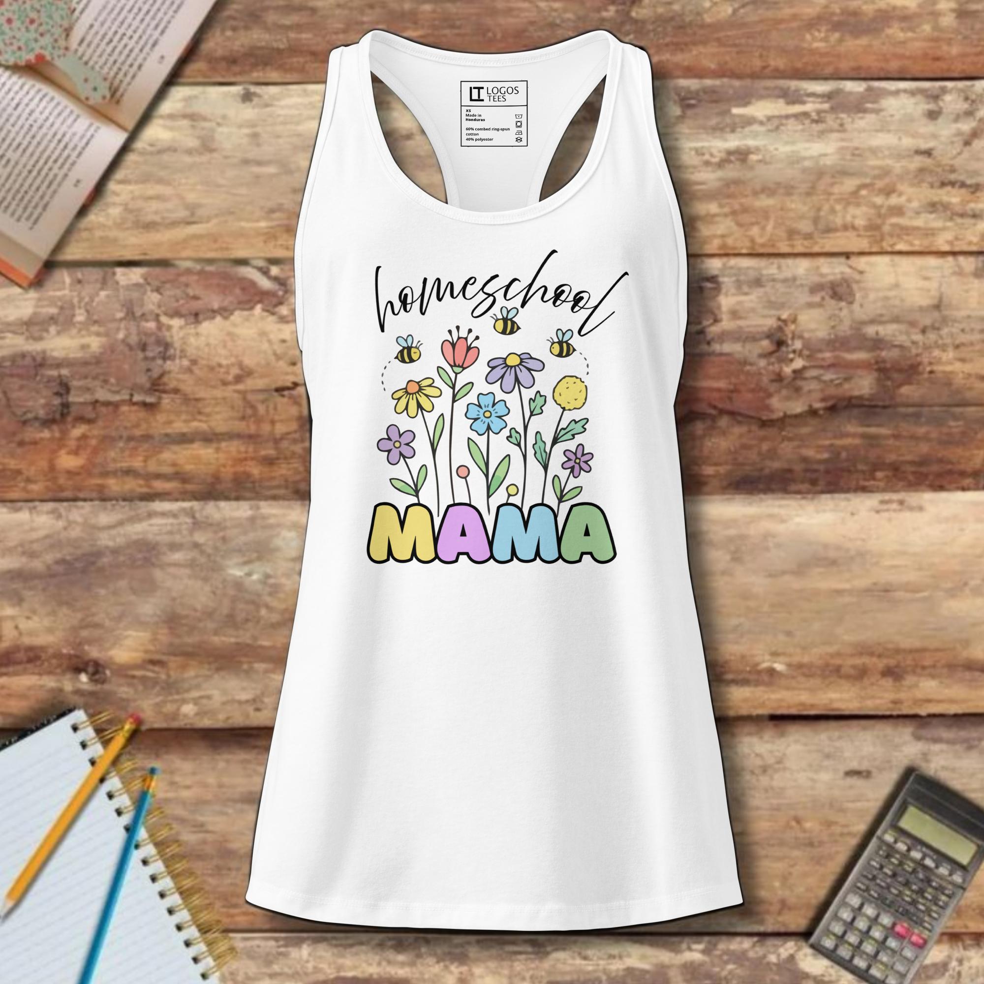 Women’s fitted racerback tank top - homeschool MAMA flowers